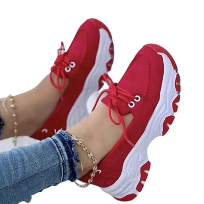 Front Lace up Casual Single Shoe Thick Sole Large Round Toe Low Top Single Shoe