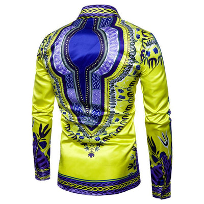 Africa Clothing Men's Shirt Print Bazin African Dresses for Man Long Sleeve Autumn Winter Traditional Fashion Clothes