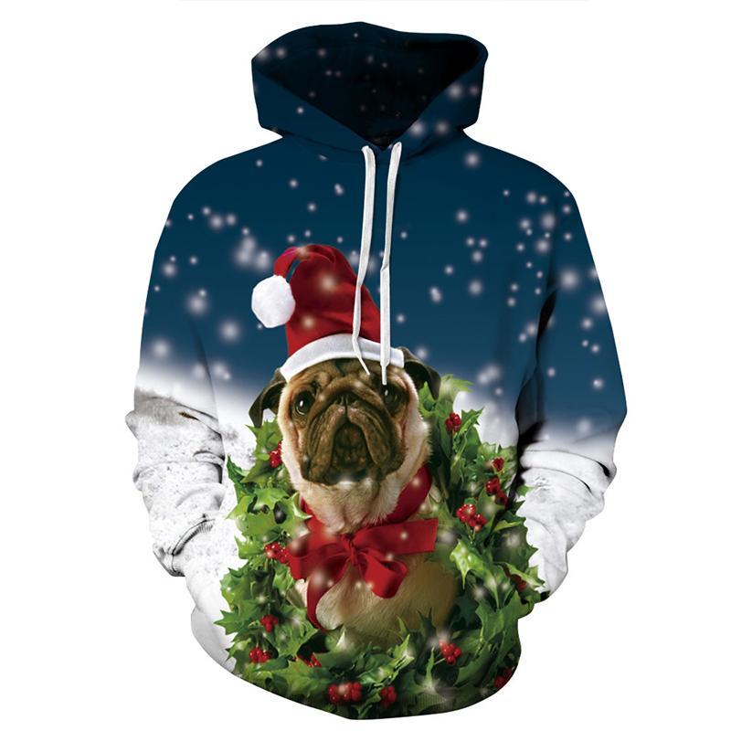 Autumn Printed 3D Christmas Dog Galaxy Hoodies Sweatshirts for Men Women