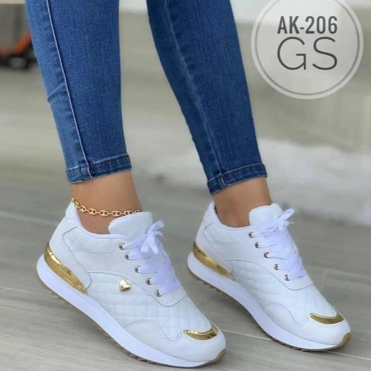 Large Lace Up Sneakers New Round Toe Casual Flat Sole Single Shoe Womens Shoe