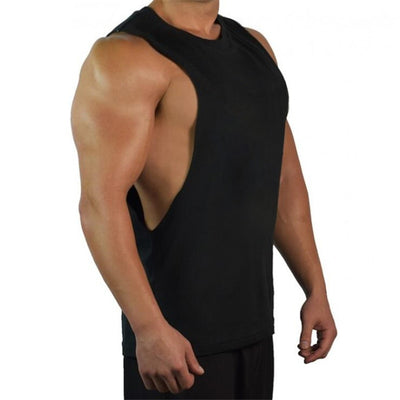 Sleeveless shirt Muscle Cut Workout Shirt Bodybuilding Tank Top Man Fitness Clothing cotton open sides vest
