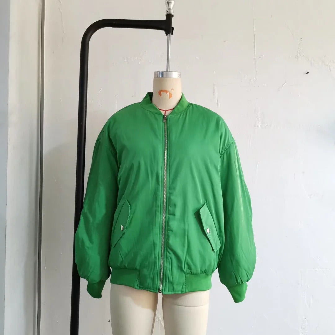 Loose zippered cotton jacket, flying jacket, women's small fragrant baseball jacket