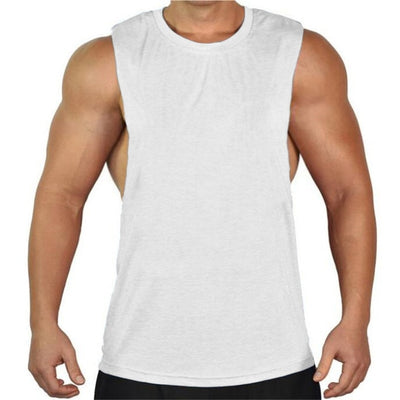 Sleeveless shirt Muscle Cut Workout Shirt Bodybuilding Tank Top Man Fitness Clothing cotton open sides vest